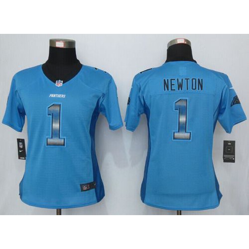 Carolina Panthers #1 Cam Newton Blue Alternate Women's Stitched Elite Strobe Jersey Womens cheap jerseys for sale - CheapJerseys.Shop