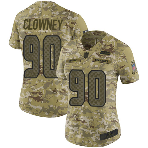 Seattle Seahawks #90 Jadeveon Clowney Camo Women's Stitched Limited 2018 Salute to Service Jersey Womens cheap jerseys for sale - CheapJerseys.Shop