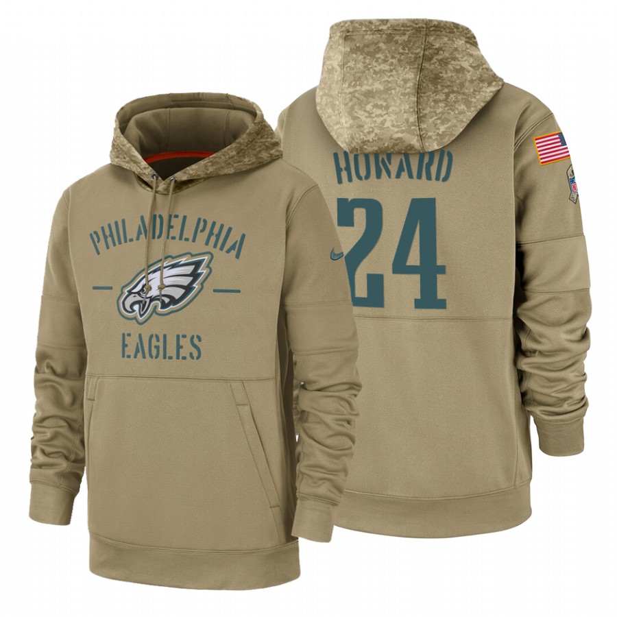 Philadelphia Eagles #24 Jordan Howard Tan 2019 Salute To Service Name & Number Sideline Therma Pullover Hoodie cheap jerseys for sale - CheapJerseys.Shop
