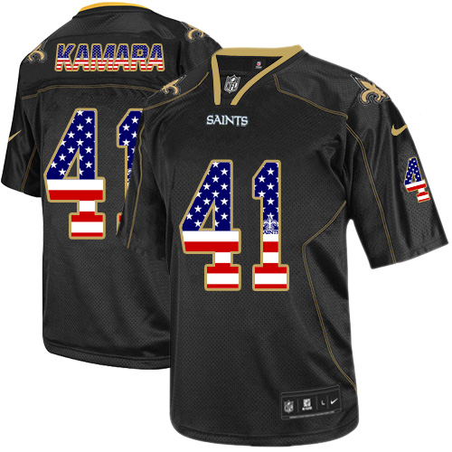 Saints #41 Alvin Kamara Black Men's Stitched Elite USA Flag Fashion Jersey cheap jerseys for sale - CheapJerseys.Shop
