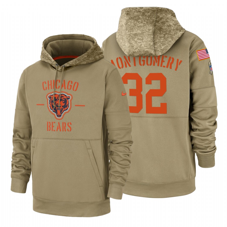 Chicago Bears #32 David Montgomery Tan 2019 Salute To Service Name & Number Sideline Therma Pullover Hoodie cheap jerseys for sale - CheapJerseys.Shop