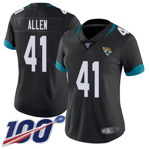 Jaguars #41 Josh Allen Black Team Color Women's Stitched 100th Season Vapor Limited Jersey cheap jerseys for sale - CheapJerseys.Shop
