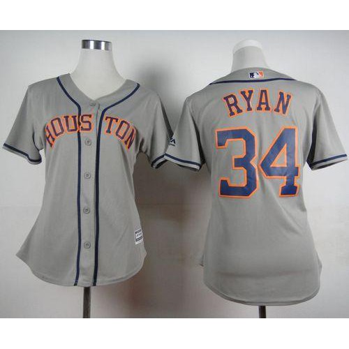 Houston Astros #34 Nolan Ryan Grey Road Women's Stitched Jersey Womens cheap jerseys for sale - CheapJerseys.Shop