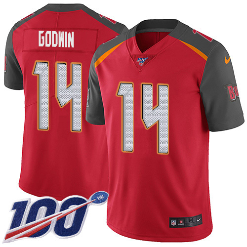 Buccaneers #14 Chris Godwin Red Team Color Men's Stitched 100th Season Vapor Untouchable Limited Jersey cheap jerseys for sale - CheapJerseys.Shop