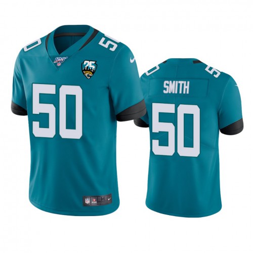Jacksonville Jaguars #50 Telvin Smith Teal 25th Anniversary Vapor Limited Stitched 100th Season Jersey Men's cheap jerseys for sale - CheapJerseys.Shop