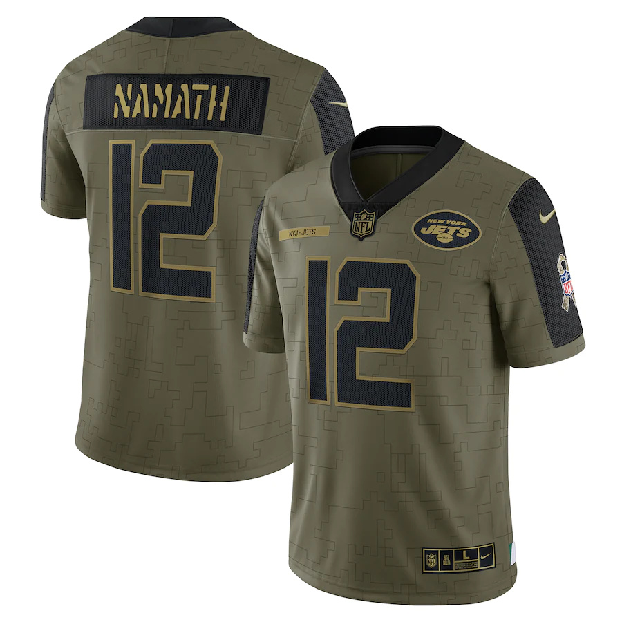 New York Jets #12 Joe Namath Olive 2021 Salute To Service Limited Player Jersey cheap jerseys for sale - CheapJerseys.Shop