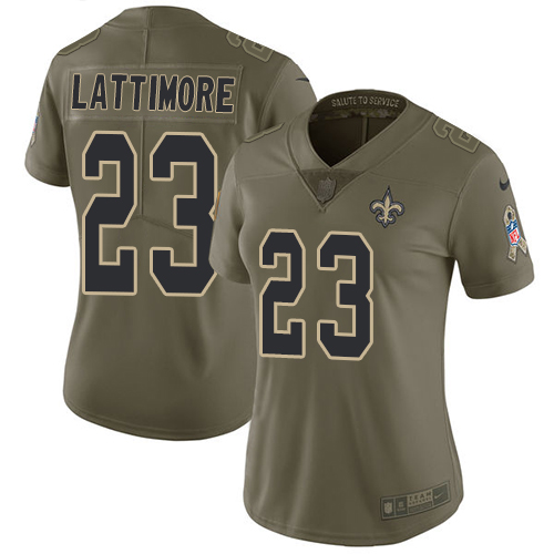 New Orleans Saints #23 Marshon Lattimore Olive Women's Stitched Limited 2017 Salute to Service Jersey Womens cheap jerseys for sale - CheapJerseys.Shop