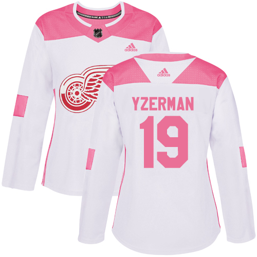 Detroit Red Wings #19 Steve Yzerman White/Pink Authentic Fashion Women's Stitched Jersey Womens cheap jerseys for sale - CheapJerseys.Shop