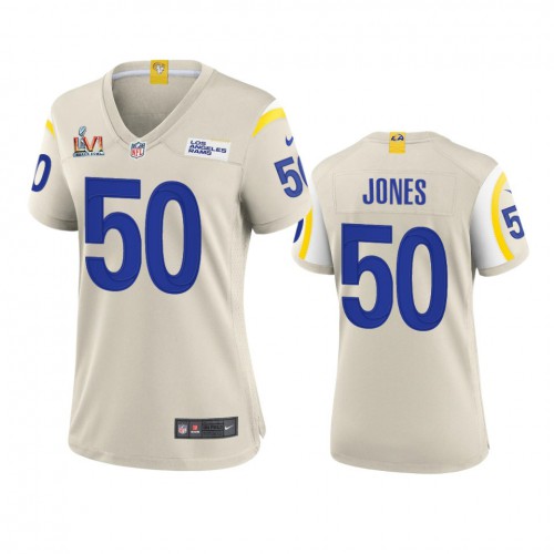 Los Angeles Los Angeles Rams #50 Ernest Jones Women's Super Bowl LVI Patch Game Jersey - Bone Womens cheap jerseys for sale - CheapJerseys.Shop