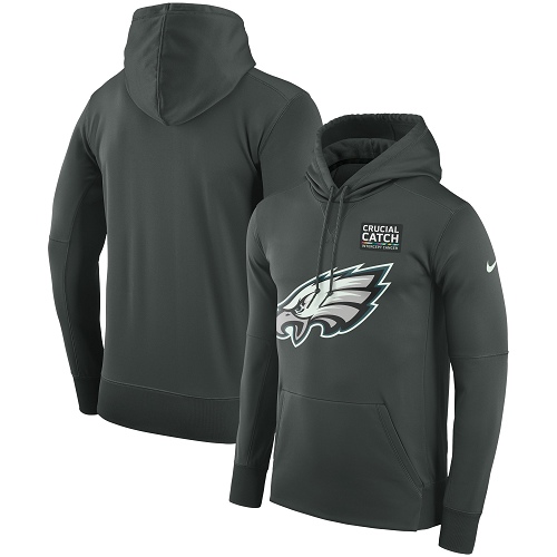 Men's Philadelphia Eagles Anthracite Crucial Catch Performance Pullover Hoodie cheap jerseys for sale - CheapJerseys.Shop