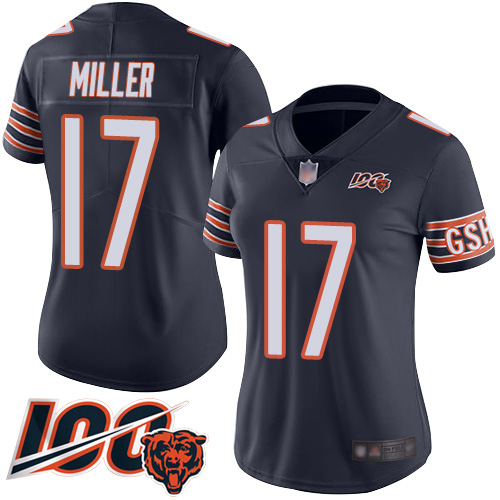 Chicago Bears #17 Anthony Miller Navy Blue Team Color Women's Stitched 100th Season Vapor Limited Jersey Womens cheap jerseys for sale - CheapJerseys.Shop