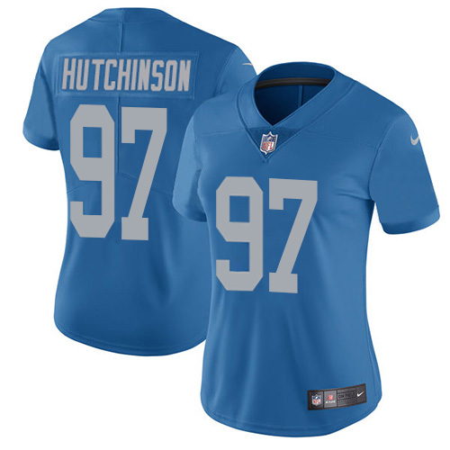 Lions #97 Aidan Hutchinson Blue Throwback Women's Stitched Vapor Untouchable Limited Jersey cheap jerseys for sale - CheapJerseys.Shop