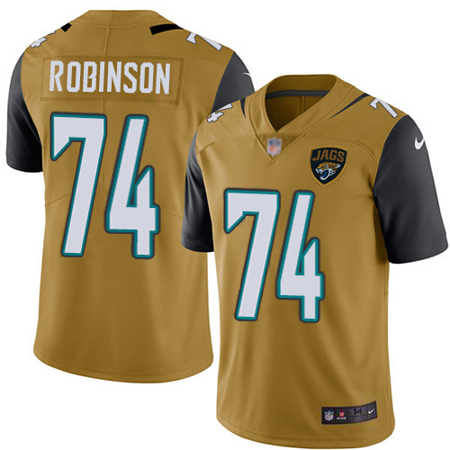 Jacksonville Jaguars #74 Cam Robinson Gold Youth Stitched Limited Rush Jersey Youth cheap jerseys for sale - CheapJerseys.Shop