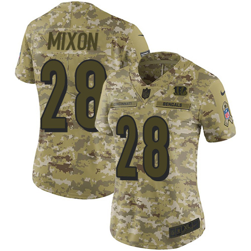 Bengals #28 Joe Mixon Camo Women's Stitched Limited 2018 Salute To Service Jersey cheap jerseys for sale - CheapJerseys.Shop