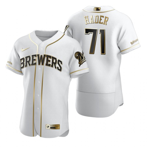 Milwaukee Milwaukee Brewers #71 Josh Hader White Men's Authentic Golden Edition Jersey Men's cheap jerseys for sale - CheapJerseys.Shop