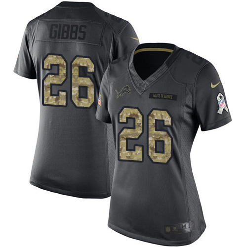 Lions #26 Jahmyr Gibbs Black Women's Stitched Limited 2016 Salute To Service Jersey cheap jerseys for sale - CheapJerseys.Shop
