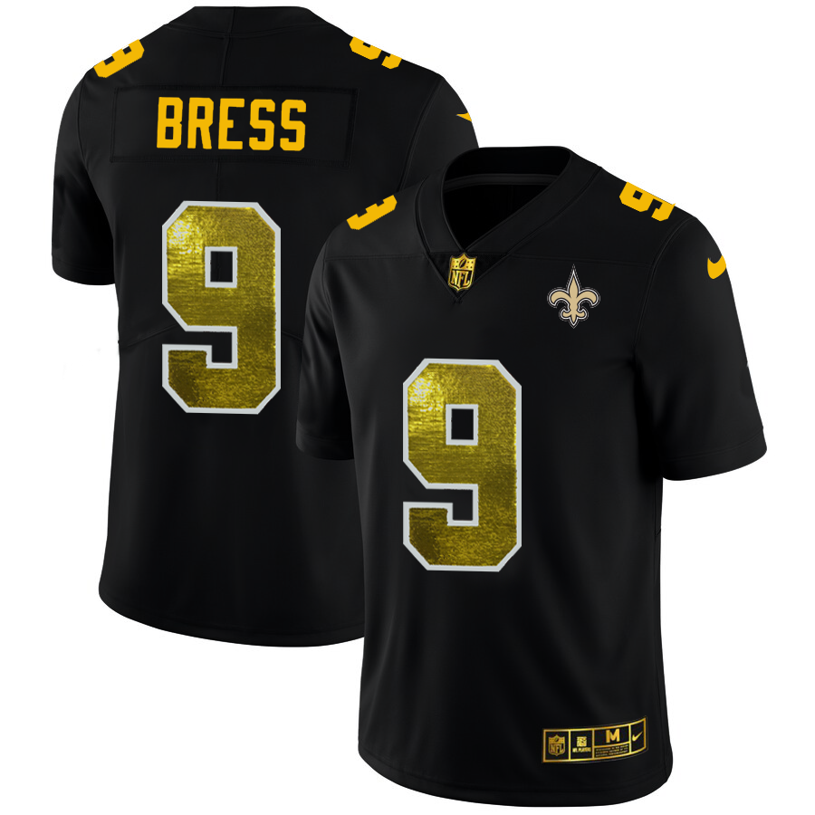 New Orleans Saints #9 Drew Brees Men's Black Golden Sequin Vapor Limited Jersey cheap jerseys for sale - CheapJerseys.Shop