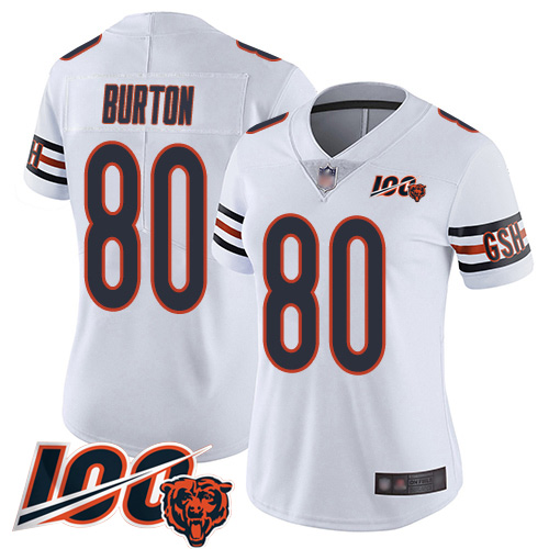 Chicago Bears #80 Trey Burton White Women's Stitched 100th Season Vapor Limited Jersey Womens cheap jerseys for sale - CheapJerseys.Shop