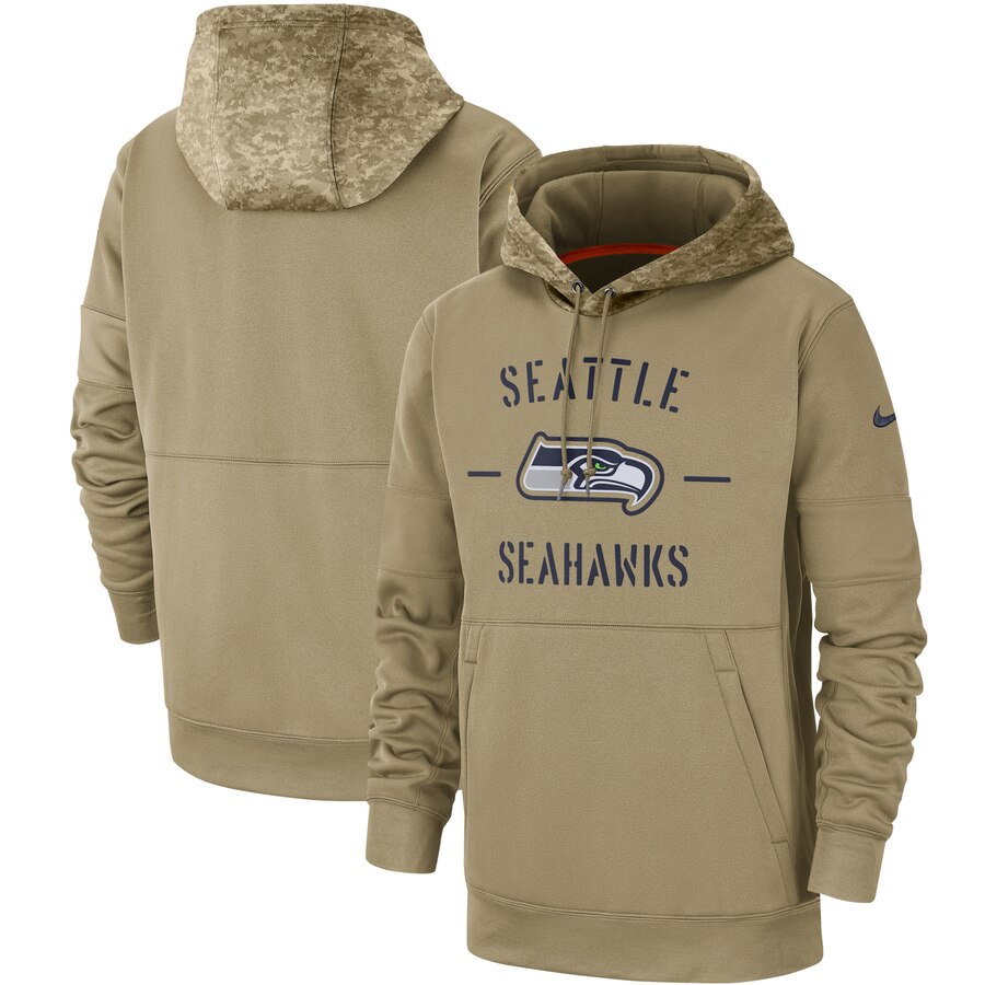 Men's Seattle Seahawks Tan 2019 Salute To Service Sideline Therma Pullover Hoodie cheap jerseys for sale - CheapJerseys.Shop