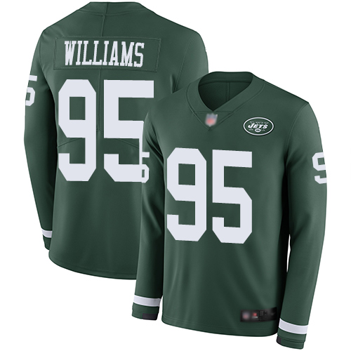 New York Jets #95 Quinnen Williams Green Team Color Men's Stitched Limited Therma Long Sleeve Jersey Men's cheap jerseys for sale - CheapJerseys.Shop