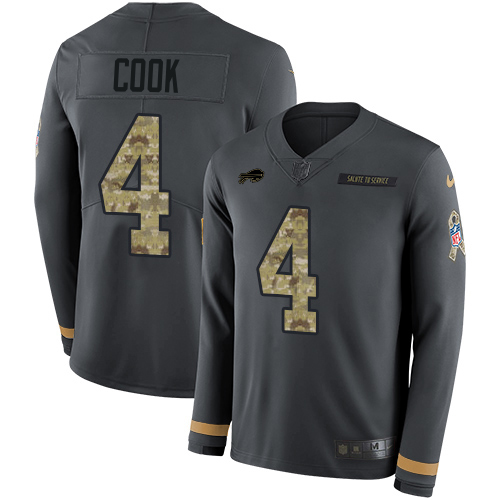 Bills #4 James Cook Anthracite Salute To Service Men's Stitched Limited Therma Long Sleeve Jersey cheap jerseys for sale - CheapJerseys.Shop