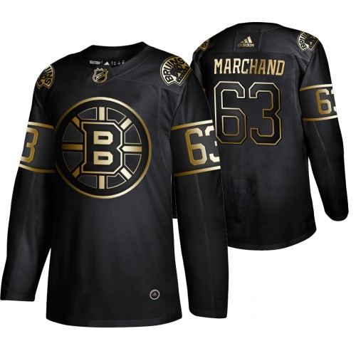 Boston Bruins #63 Brad Marchand Men's 2019 Black Golden Edition Authentic Stitched Jersey Men's cheap jerseys for sale - CheapJerseys.Shop