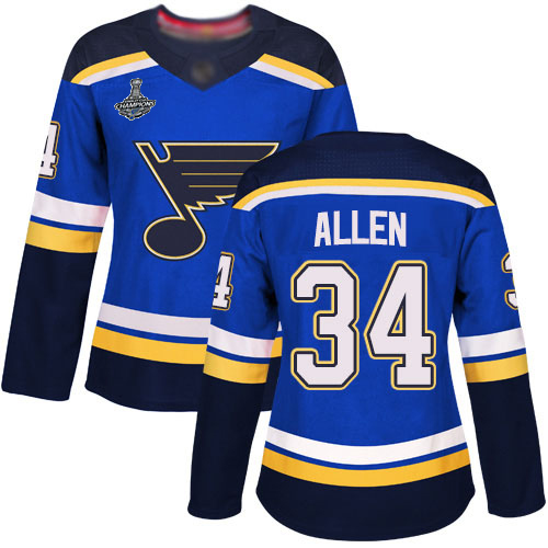 St. Louis Blues #34 Jake Allen Blue Home Authentic Stanley Cup Champions Women's Stitched Jersey Womens cheap jerseys for sale - CheapJerseys.Shop