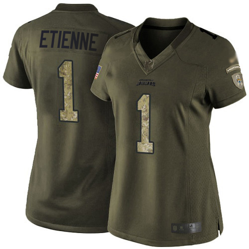 Jaguars #1 Travis Etienne Green Women's Stitched Limited 2015 Salute To Service Jersey cheap jerseys for sale - CheapJerseys.Shop