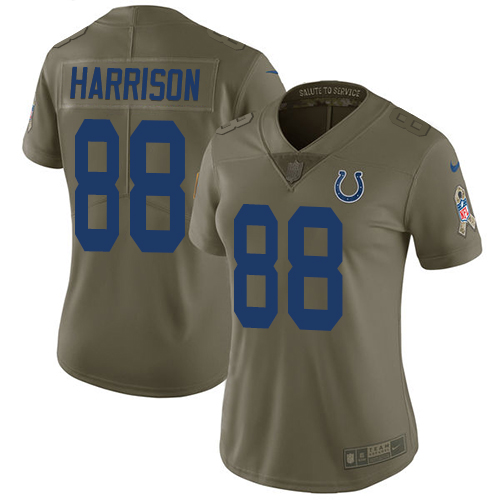 Indianapolis Colts #88 Marvin Harrison Olive Women's Stitched Limited 2017 Salute to Service Jersey Womens cheap jerseys for sale - CheapJerseys.Shop