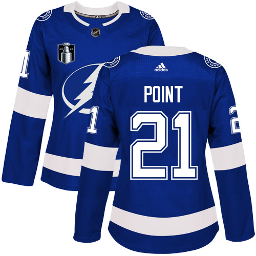 Tampa Bay Lightning #21 Brayden Point Blue 2022 Stanley Cup Final Patch Women's Home Authentic Stitched Jersey Womens cheap jerseys for sale - CheapJerseys.Shop
