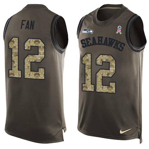 Seahawks #12 Fan Green Men's Stitched Limited Salute To Service Tank Top Jersey cheap jerseys for sale - CheapJerseys.Shop