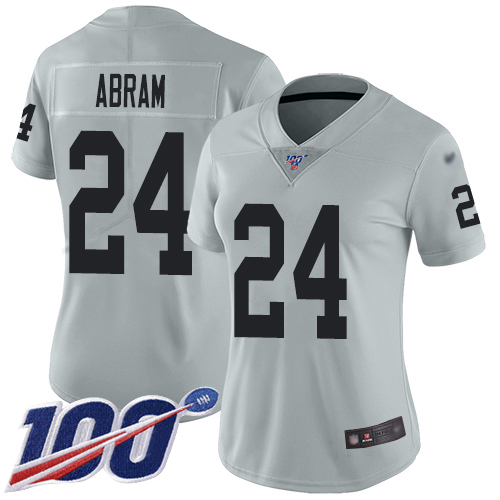 Raiders #24 Johnathan Abram Silver Women's Stitched Limited Inverted Legend 100th Season Jersey cheap jerseys for sale - CheapJerseys.Shop