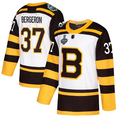 Boston Bruins #37 Patrice Bergeron White Authentic 2019 Winter Classic Stanley Cup Final Bound Stitched Jersey Men's cheap jerseys for sale - CheapJerseys.Shop