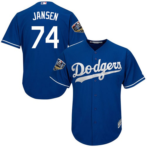 Los Angeles Dodgers #74 Kenley Jansen Blue Cool Base 2018 World Series Stitched Youth Jersey Youth cheap jerseys for sale - CheapJerseys.Shop