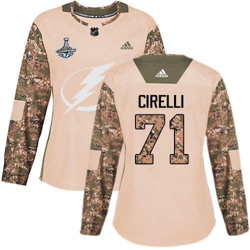 Tampa Bay Lightning #71 Anthony Cirelli Camo Authentic 2017 Veterans Day Women's 2020 Stanley Cup Champions Stitched Jersey Womens cheap jerseys for sale - CheapJerseys.Shop