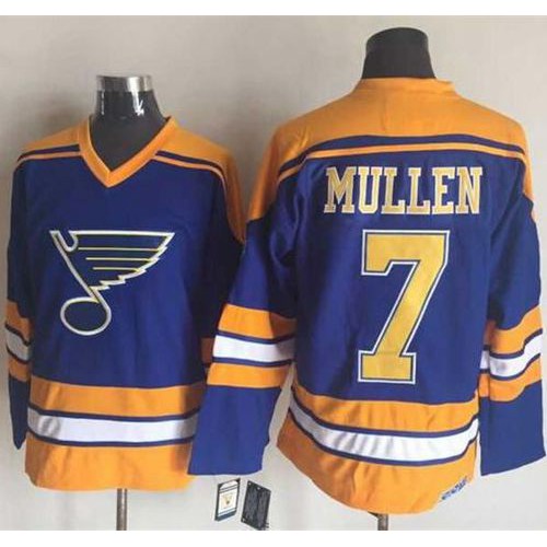 St. Louis Blues #7 Joe Mullen Light Blue/Yellow CCM Throwback Stitched Jersey Men's cheap jerseys for sale - CheapJerseys.Shop