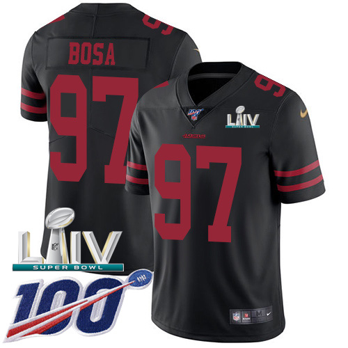 49ers #97 Nick Bosa Black Super Bowl LIV 2020 Alternate Youth Stitched 100th Season Vapor Limited Jersey cheap jerseys for sale - CheapJerseys.Shop