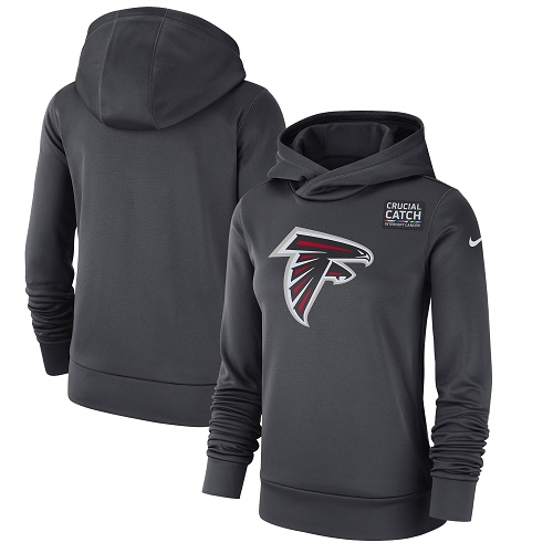Women's Atlanta Falcons Anthracite Crucial Catch Performance Pullover Hoodie cheap jerseys for sale - CheapJerseys.Shop