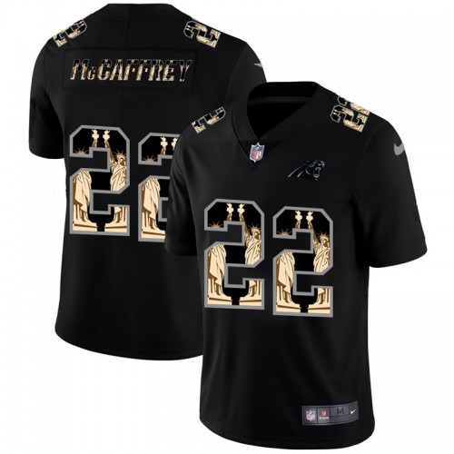 Carolina Carolina Panthers #22 Christian McCaffrey Carbon Black Vapor Statue Of Liberty Limited Jersey Men's cheap jerseys for sale - CheapJerseys.Shop