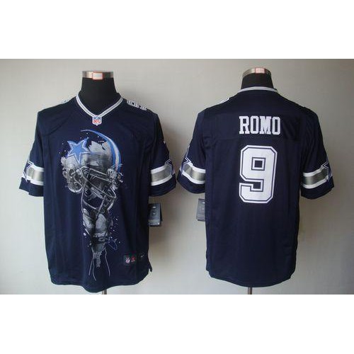 Dallas Cowboys #9 Tony Romo Navy Blue Team Color Men's Stitched Helmet Tri-Blend Limited Jersey Men's cheap jerseys for sale - CheapJerseys.Shop