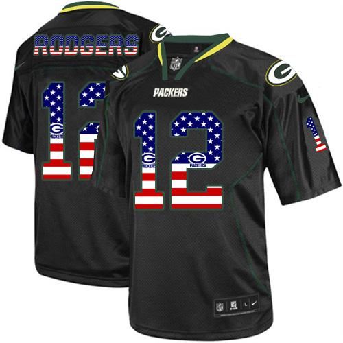 Packers #12 Aaron Rodgers Black Men's Stitched Elite USA Flag Fashion Jersey cheap jerseys for sale - CheapJerseys.Shop