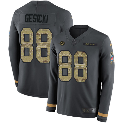 Dolphins #88 Mike Gesicki Anthracite Salute To Service Men's Stitched Limited Therma Long Sleeve Jersey cheap jerseys for sale - CheapJerseys.Shop