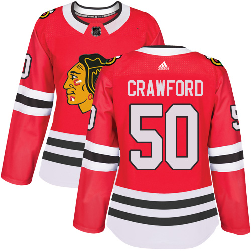 Chicago Blackhawks #50 Corey Crawford Red Home Authentic Women's Stitched Jersey Womens cheap jerseys for sale - CheapJerseys.Shop