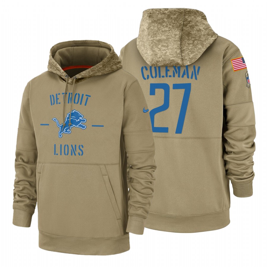 Detroit Lions #27 Justin Coleman Tan 2019 Salute To Service Name & Number Sideline Therma Pullover Hoodie cheap jerseys for sale - CheapJerseys.Shop