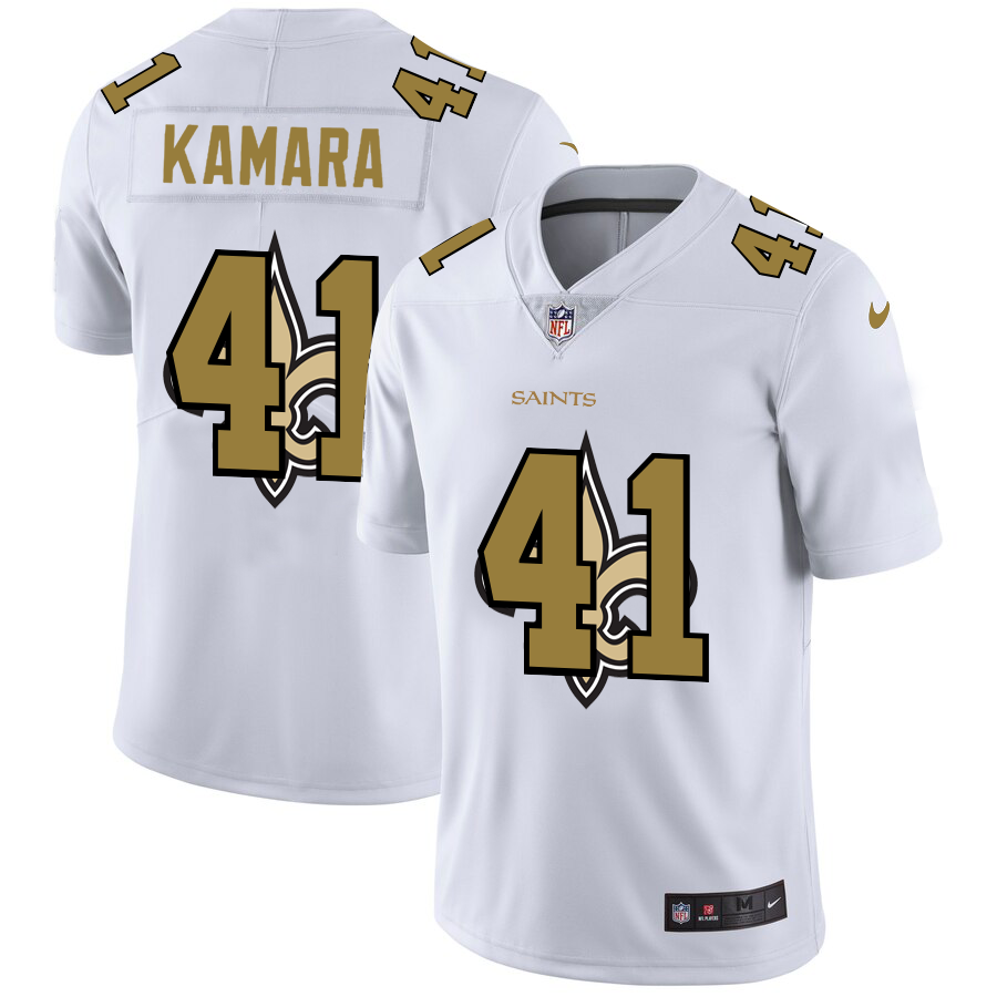 New Orleans Saints #41 Alvin Kamara White Men's Team Logo Dual Overlap Limited Jersey cheap jerseys for sale - CheapJerseys.Shop