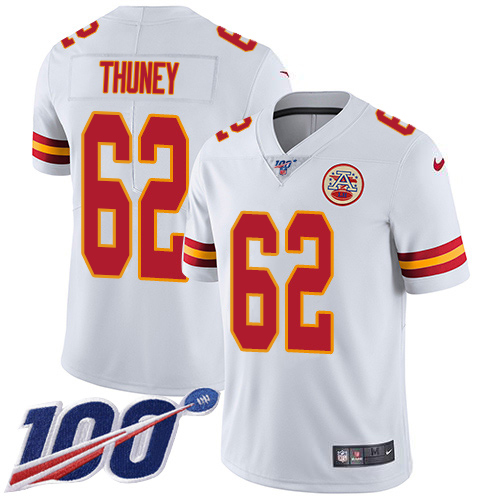 Chiefs #62 Joe Thuney White Men's Stitched 100th Season Vapor Limited Jersey cheap jerseys for sale - CheapJerseys.Shop