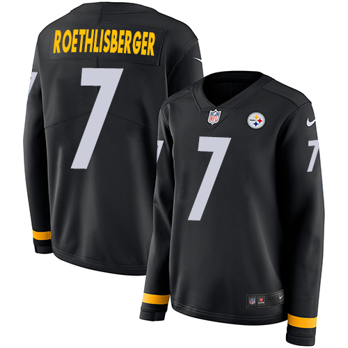 Pittsburgh Steelers #7 Ben Roethlisberger Black Team Color Women's Stitched Limited Therma Long Sleeve Jersey Womens cheap jerseys for sale - CheapJerseys.Shop