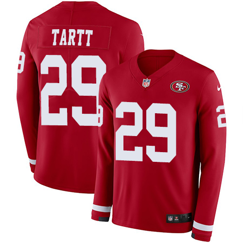 San Francisco 49ers #29 Jaquiski Tartt Red Team Color Men's Stitched Limited Therma Long Sleeve Jersey Men's cheap jerseys for sale - CheapJerseys.Shop