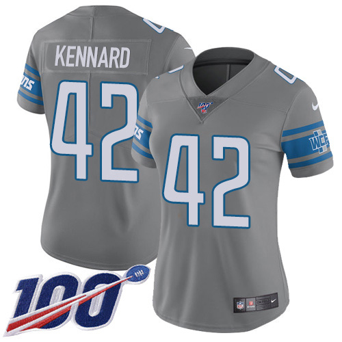 Detroit Lions #42 Devon Kennard Gray Women's Stitched Limited Rush 100th Season Jersey Womens cheap jerseys for sale - CheapJerseys.Shop