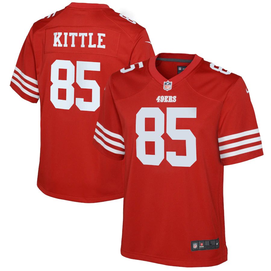 San Francisco 49ers #85 George Kittle Scarlet Youth 2022-23 Game Jersey cheap jerseys for sale - CheapJerseys.Shop